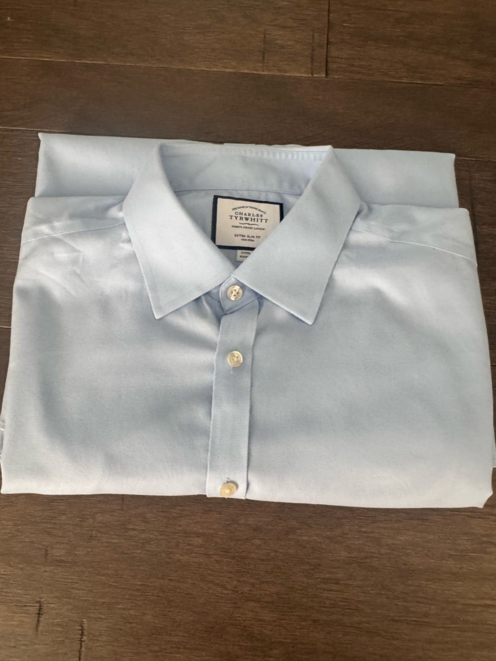 Charles Tyrwhitt Extra Slim Non-Iron Light Blue Button-Down Dress Shirt 17/35